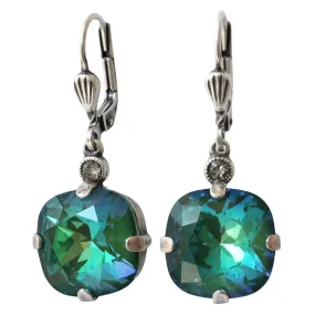 Catherine Popesco Sterling Silver Plated Crystal Round Earrings, 6556 Mermaid