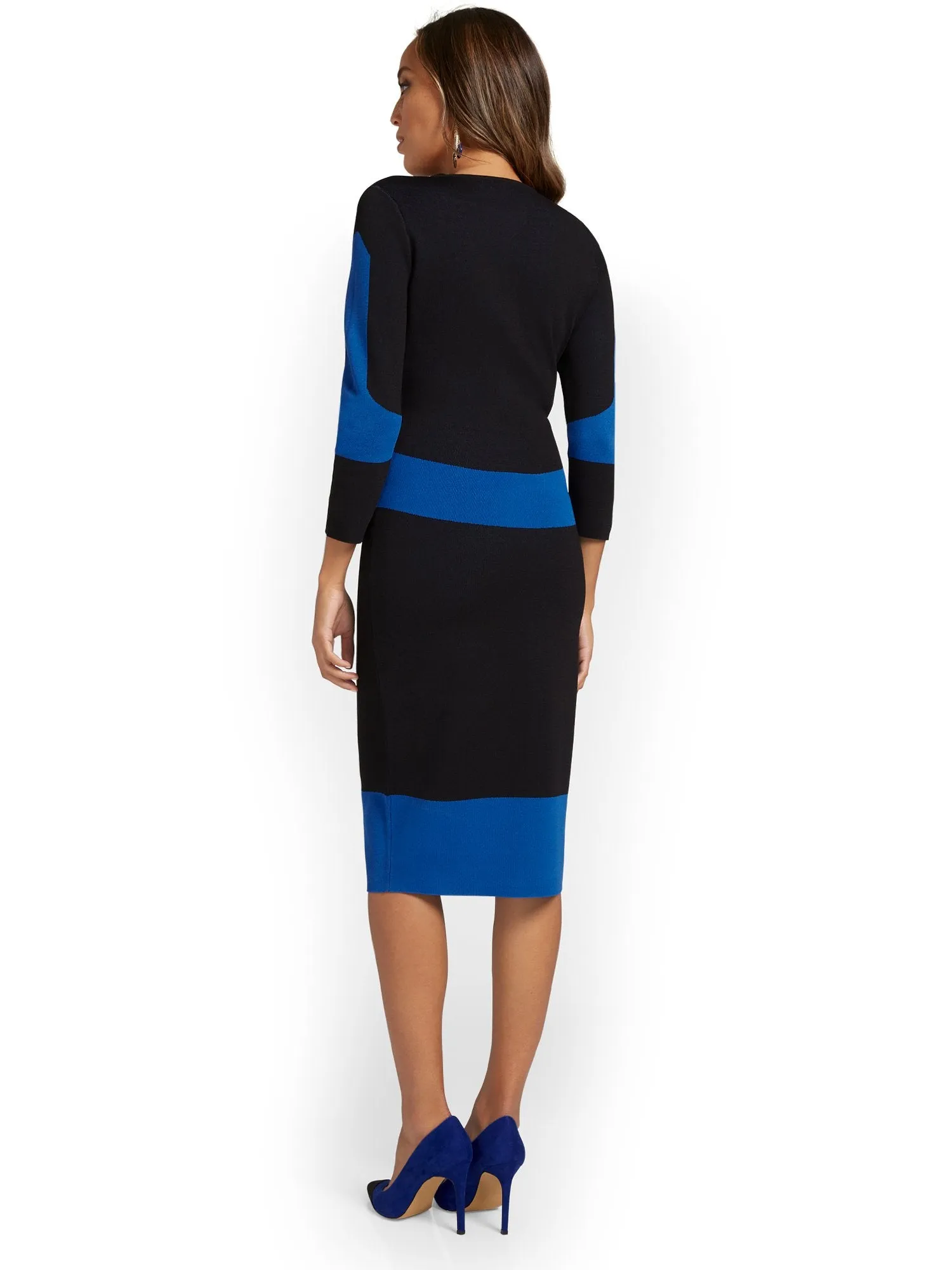 Colorblock Sheath Sweater Dress