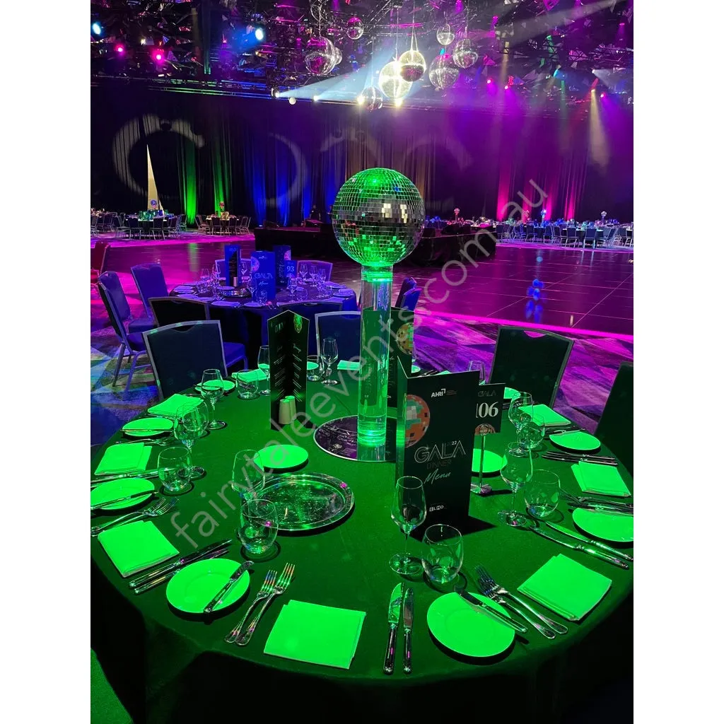 Disco ball with colour change LED on clear cylinder