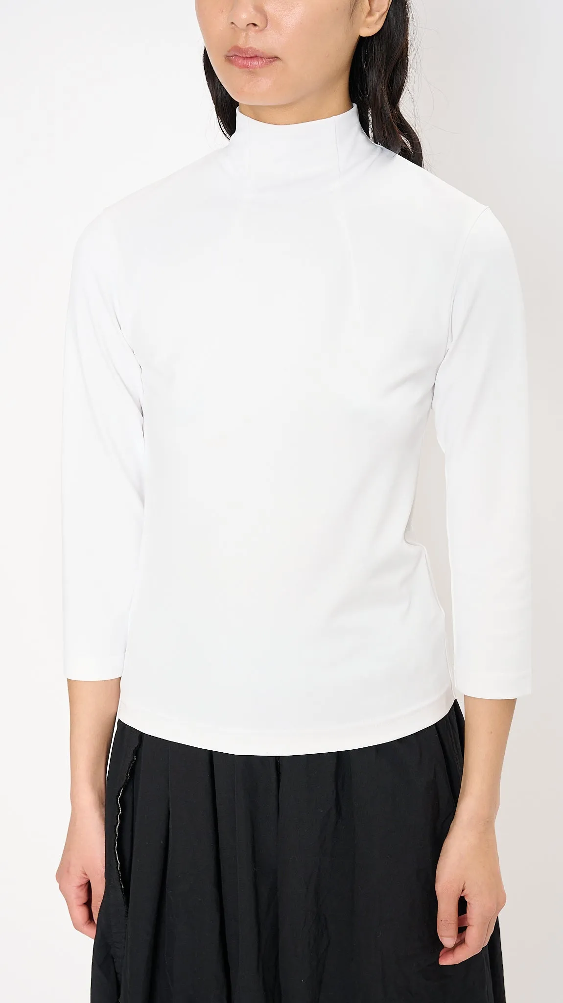 High Neck Zip Top in White