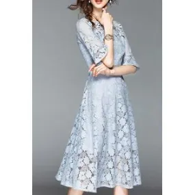 Ketty More Women High Neck Bell Sleeve Lace Dress -KMWDC476