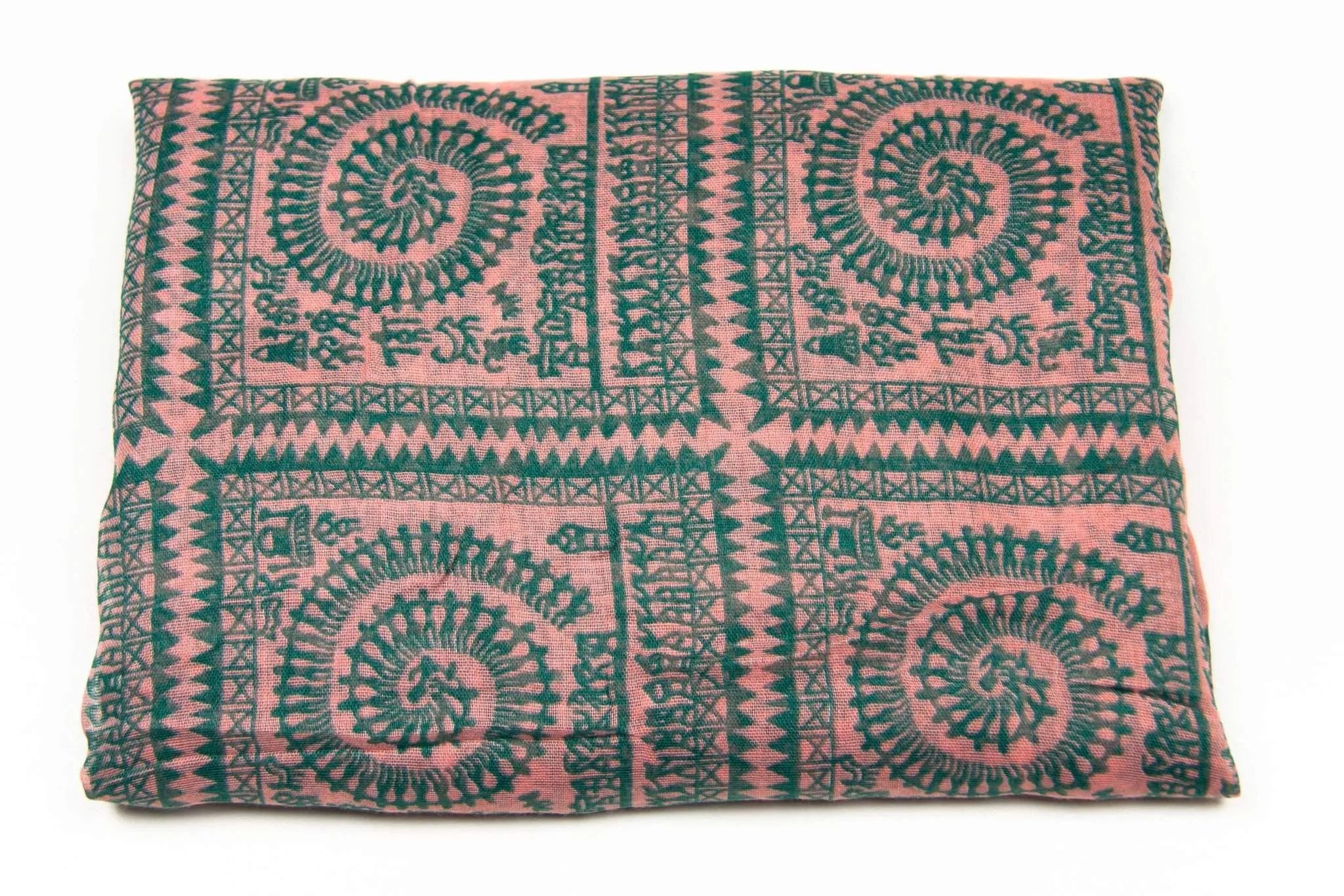 Scarf / Salmon Pink & Forest Green / Unisex