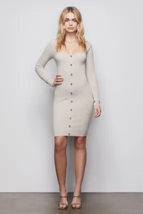 THE BUTTON UP SWEATER DRESS | OATMEAL002