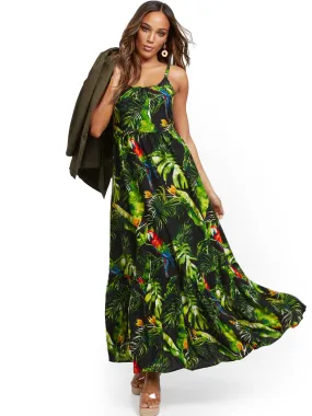 Tropical-Print Maxi Dress