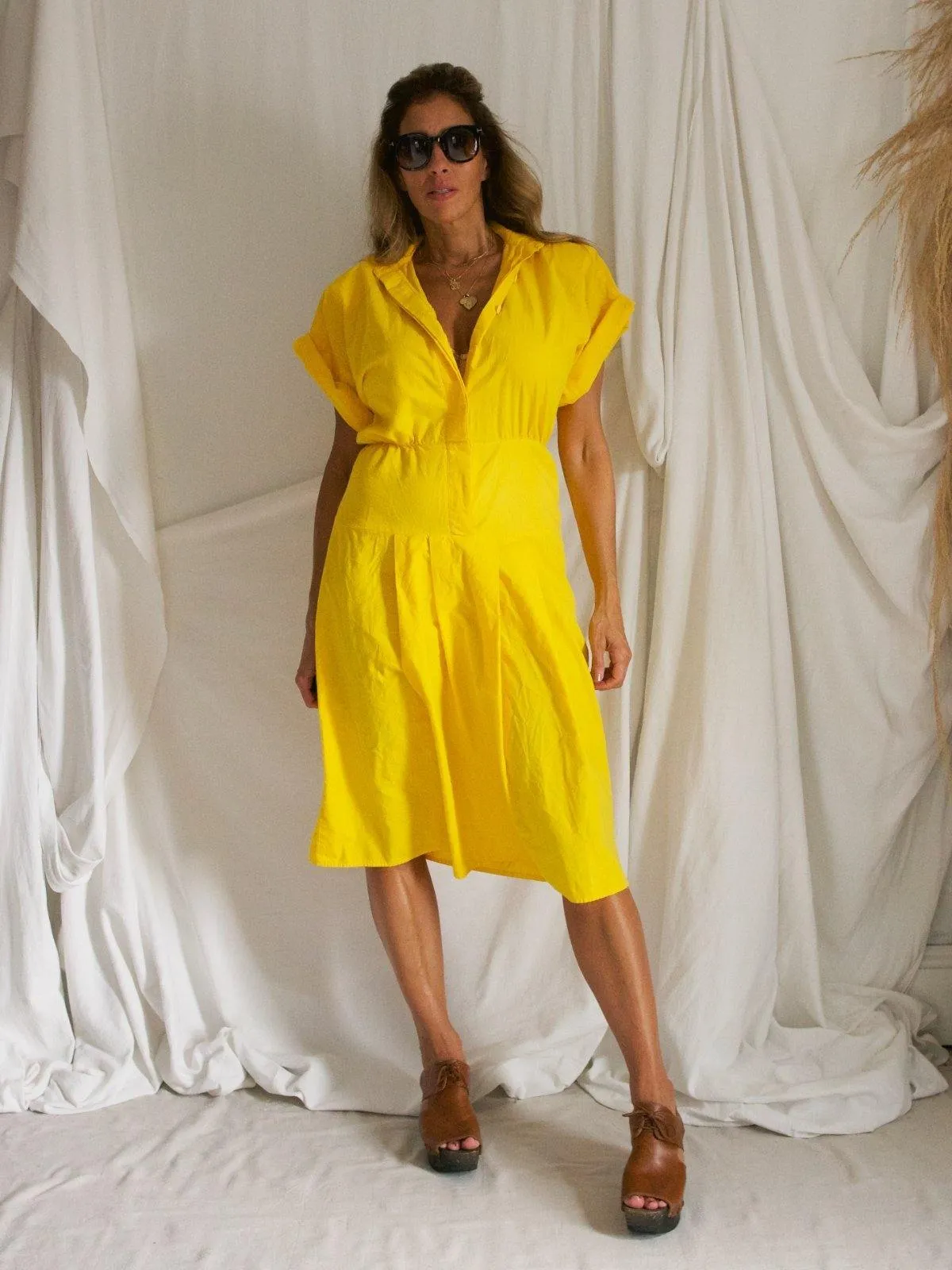 Vintage Canary Drop Waist Dress
