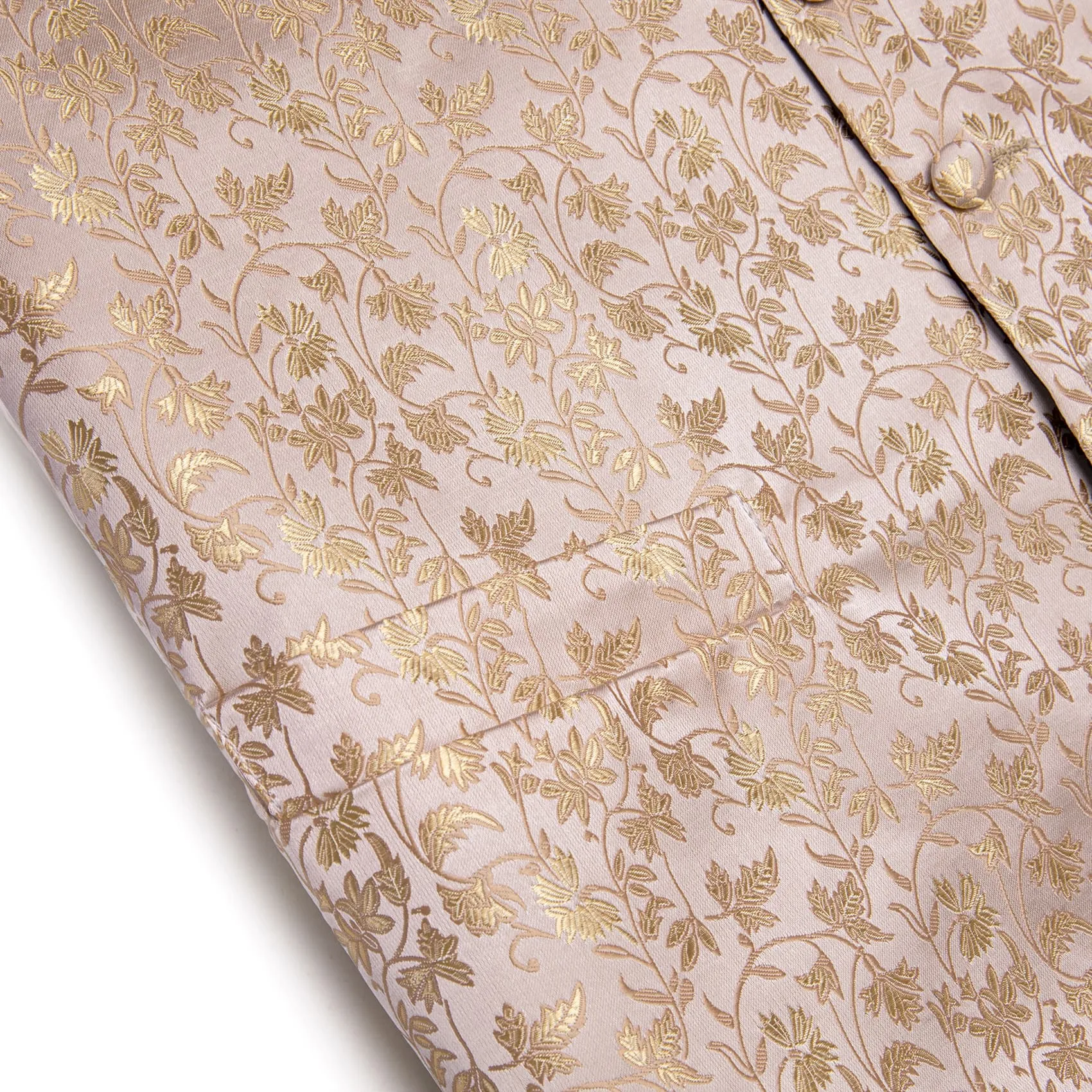 YourTies Champagne Vest Mens Jacquard Wedding Floral Vest Tie Set